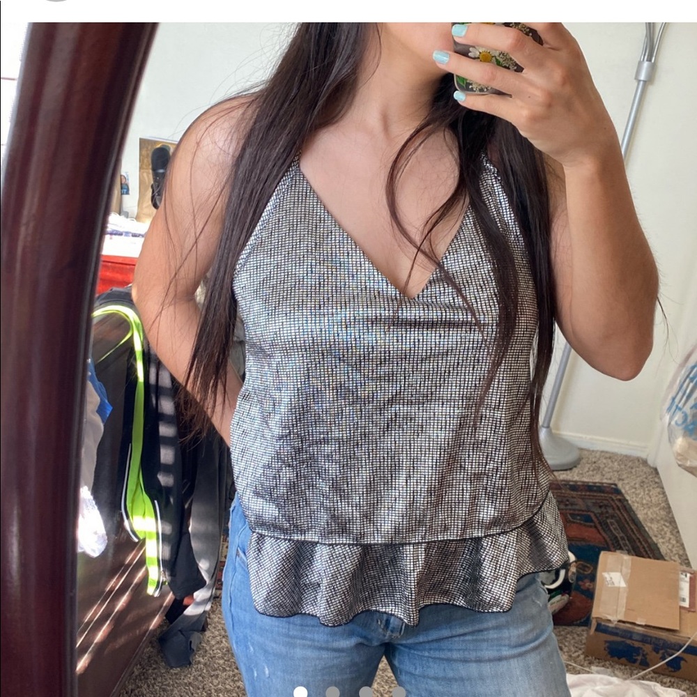 Silver sequin top